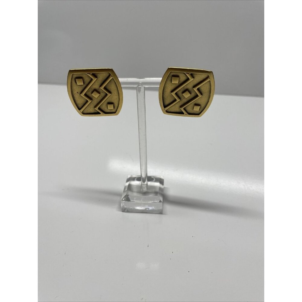 Vintage MONET Gold Tone Unique Design‎ Post Earrings Dangle Abstract Geometric